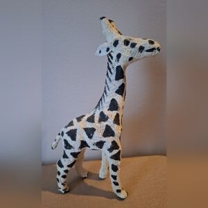 Handcrafted Vintage Giraffe Folk Art - Brown and White